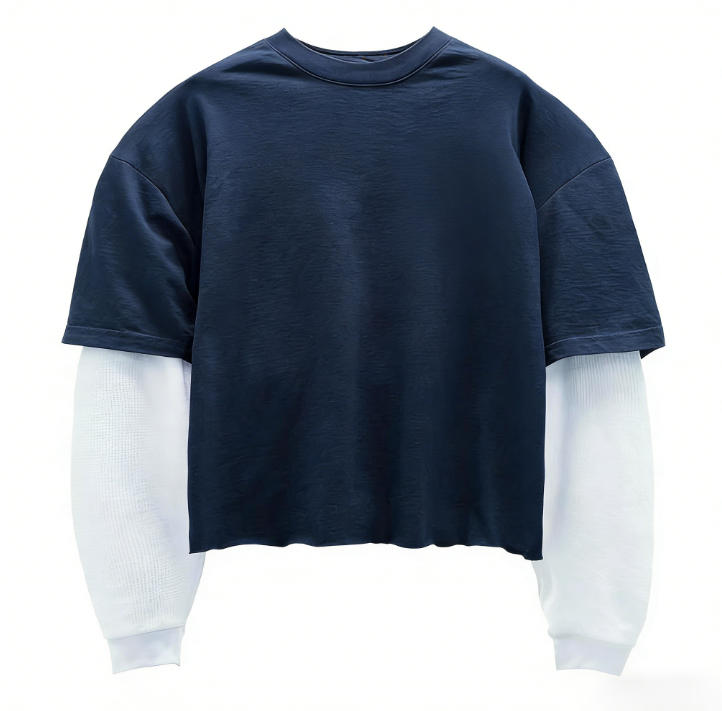 Wholesale Custom Logo Double Layer Long Sleeve T-shirt manufacturer