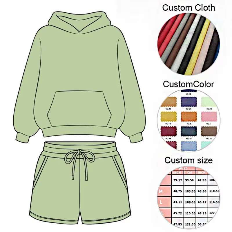 Wholesale Hoodies and Shorts Set Two 2 Piece Track Suit Sets