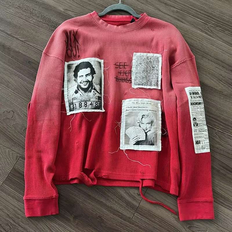 Manufacturer Custom Long Sleeve T-shirt Acid Wash Streetwear Wholesale