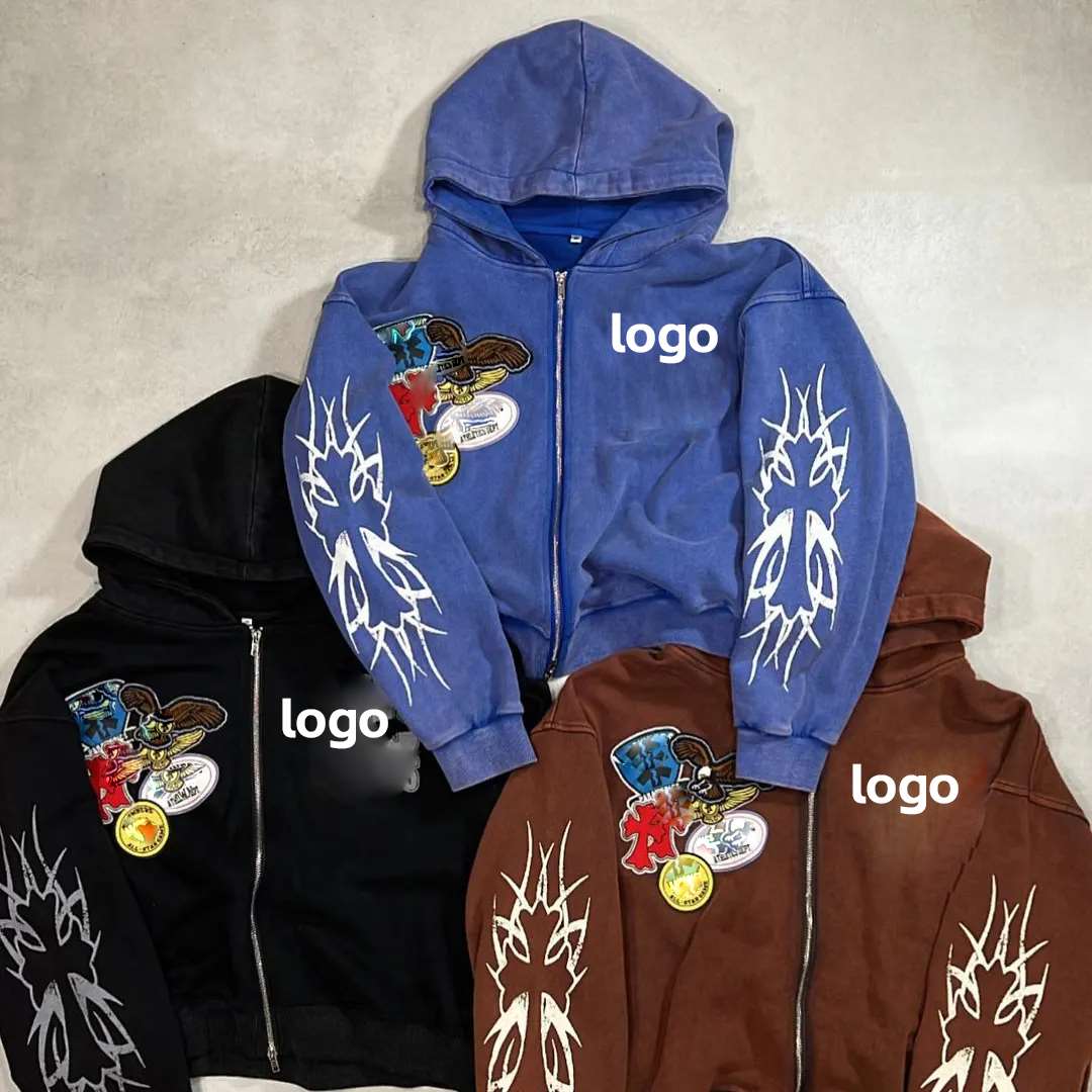  Wholesale Heavyweight Dtg Screen Print Washed Hoodies manufacturer