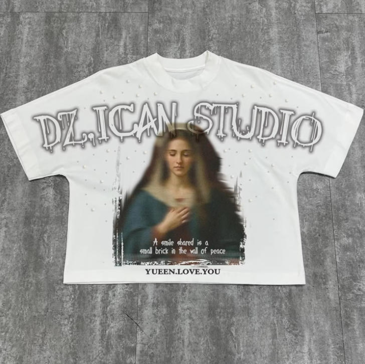 Custom Rhinestone Printed Graphic Boxy Tshirt men T Shirts