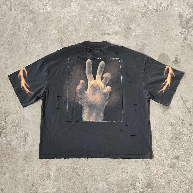 custom Wholesale Stone Washed t shirt distressed tshirt Manufacturer